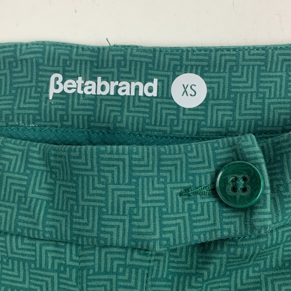 Betabrand Straight leg dress pants Green XS Zip button 4 pocket Cuff hem Stretch - Picture 6 of 13